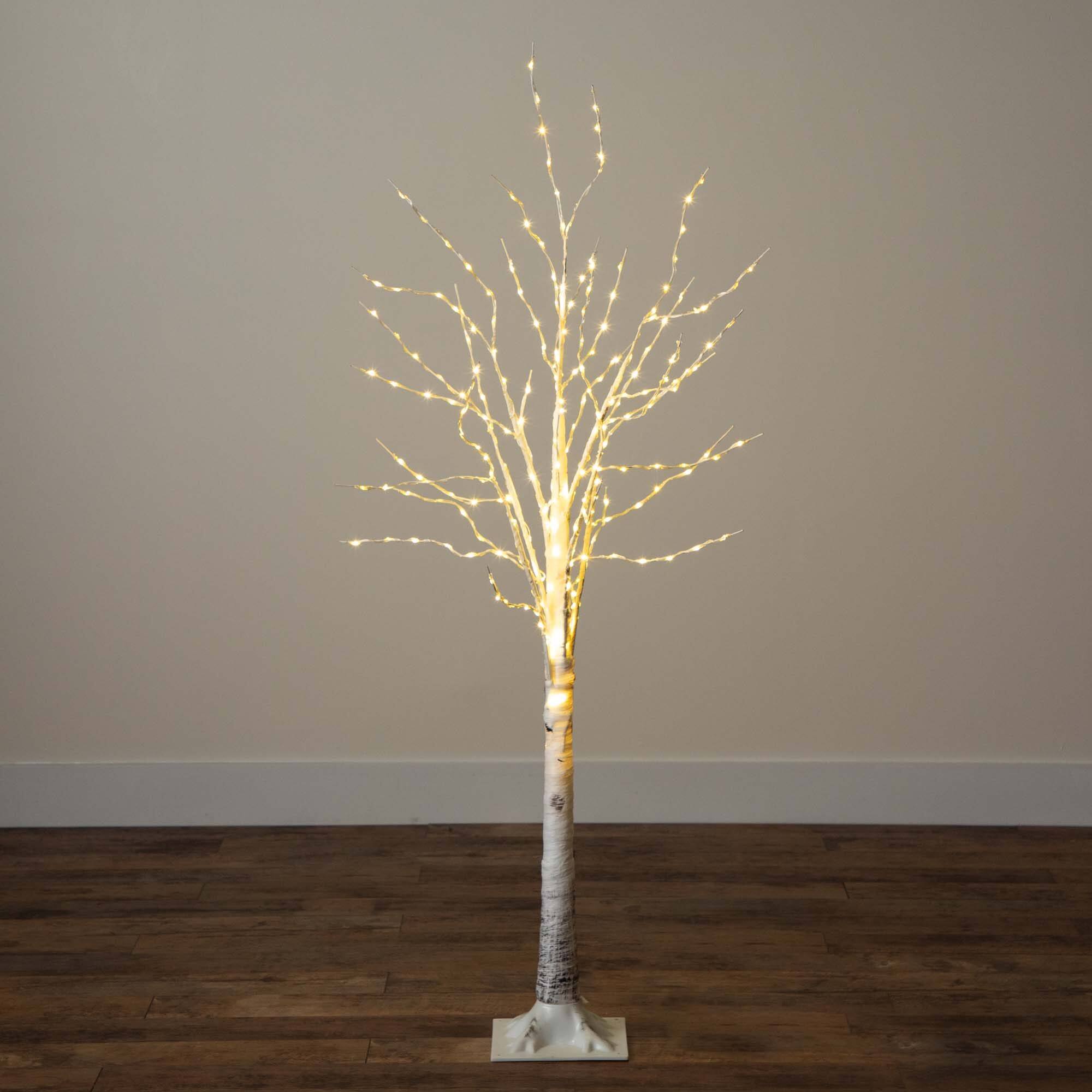 5ft. Pre-Lit White Birch Artificial Christmas Tree, Warm White LED Lights